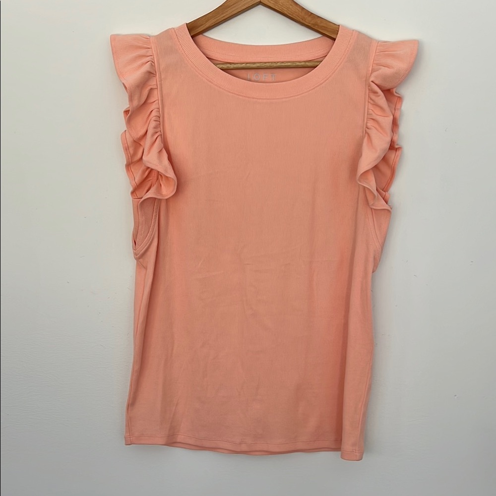 Loft Ruffle Sleeve Peach Top
